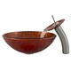 VIGO Mahogany Moon Glass Vessel Waterfall Faucet Set