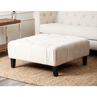 Abbyson Living Florence Cream Square Tufted Ottoman