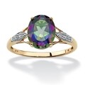 Angelina D'Andrea 10k Gold Mystic Topaz and 1/10ct TDW Diamond Ring (H-I, I2-I3)