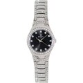Bulova Women's Crystal 96L170 Silver Stainless Steel Quartz Watch with Black Dial