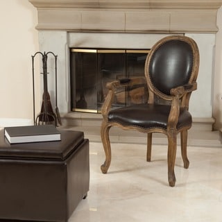 Christopher Knight Home 'Jacob' Brown Leather Weathered Oak Arm Chair