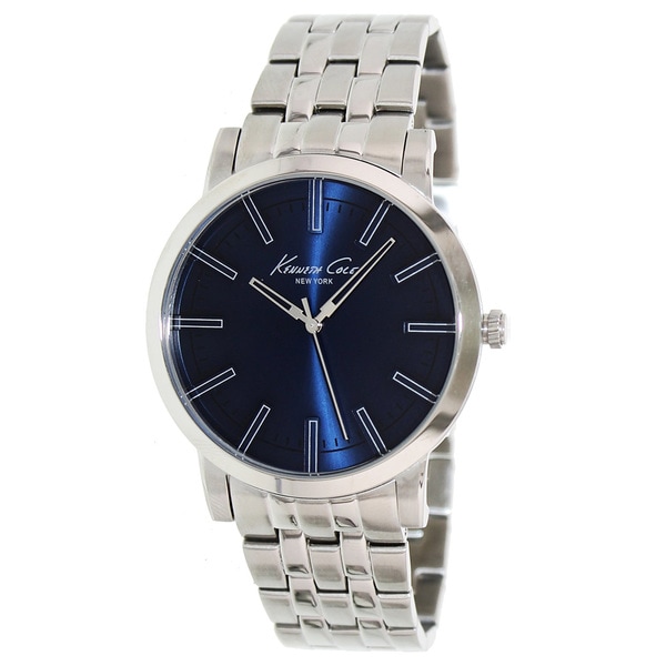 Kenneth Cole Men's Silvertone/ Blue Stainless Steel Watch