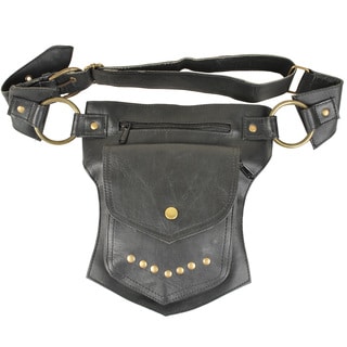 Black Single-pocket Leather Fanny Pack (India)-Image