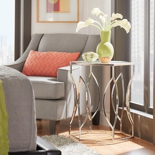 INSPIRE Q Davlin Hexagonal Metal Frosted-glass Accent End Table