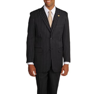 Stacy Adams Men's Black/White Stripe 3-piece Suit