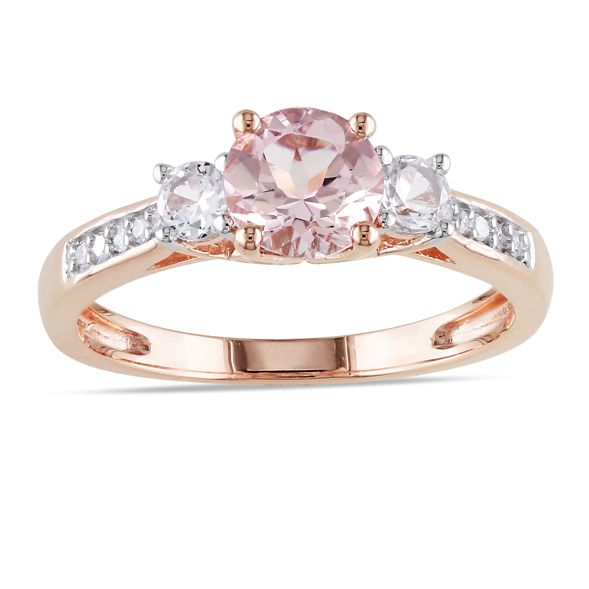 Three Pink gold pink Stone Sapphire  Ring Diamond Wedding Gold  White Engagement rings  wedding