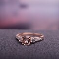 Miadora 10k Rose Gold Morganite, White Sapphire and Diamond Three-Stone Ring