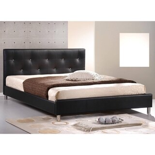 Baxton Studio Barbara Black Full Size Bed with Crystal Button Tufting