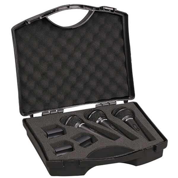 Pyle MP3P 3-Pack Microphones with Clips, Dynamic Cardioid Vocal and Black Case