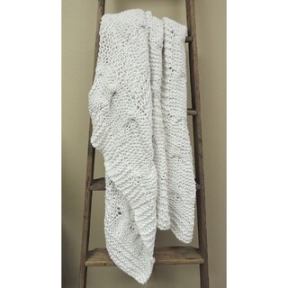 Michaela White Knitted Throw Blanket