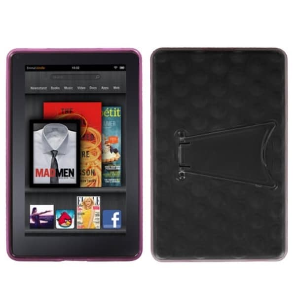 BasAcc Clear/ Semi Hot Pink Case with Stand for Kindle Fire