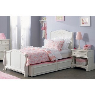 Hot Deal Arielle Antique White Youth Full Sleighbed, Twin Trundle, Nightstand Set