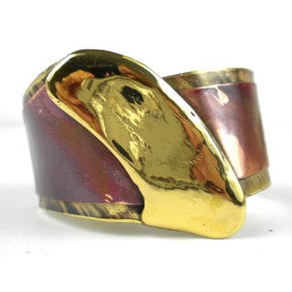 Handmade Brush Stroke Brass and Copper Cuff (South Africa)