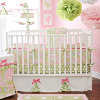 Pink and Green Baby Girl Crib Bedding