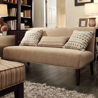 Kayla Carmel Chenille Espresso Finish Armless Mini Sofa