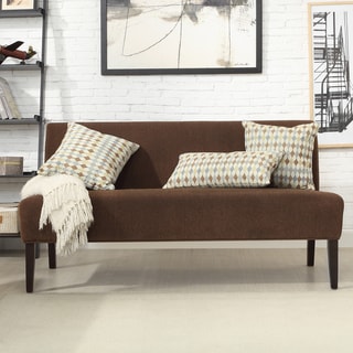 Kayla Chocolate Chenille Espresso Finish Armless Mini Sofa