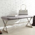 Santos Contemporary Chrome Finish Grey Linen X-base Bench