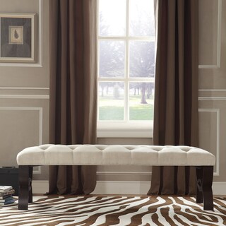 Yakiya Modern Swirling Scroll Espresso Beige Linen Vanity Bench