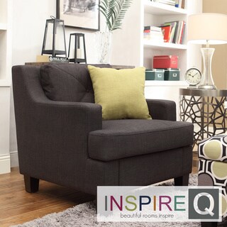 Middleton Charcoal Linen Tufted Sloped Arm Chair