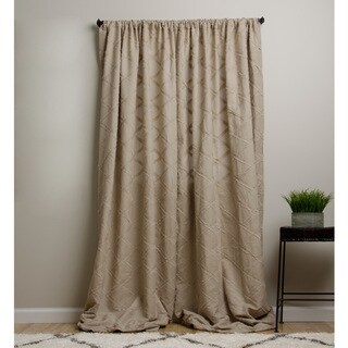 Lattice Cotton/ Linen Khaki 96-inch Curtain Panel