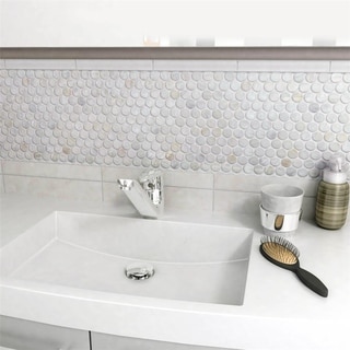 SomerTile 11.5-inch Seashell Penny White Mosaic Tiles (Pack of 10)