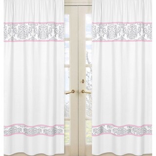 Pink & White Elizabeth Damask 84-inch Curtain Panel Pair