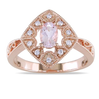 Miadora 10k Rose Gold Morganite 1/10ct TDW Diamond Ring (H-I, I2-I3)
