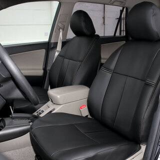 FH Group Custom Fit Black Leatherette 2006-2010 Toyota RAV4 Seat Covers-Image