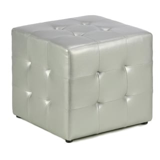 Silver Metallic Cube Ottoman