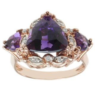 Michael Valitutti 14k Rose Gold Amethyst and Diamond Ring (Size 6)