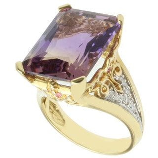 Michael Valitutti 18k Yellow Gold Ametrine, Pink Sapphire and Diamond ...