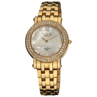 Burgi Women's Diamond Mother of Pearl Dial Stainless Steel Bracelet Watch