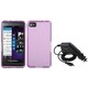 INSTEN Car Charger/ Clear Purple TPU Rubber Phone Case Cover for Blackberry Z10
