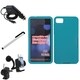 INSTEN Car Charger/ Stylus/ Teal Rubber Phone Case Cover for Blackberry Z10