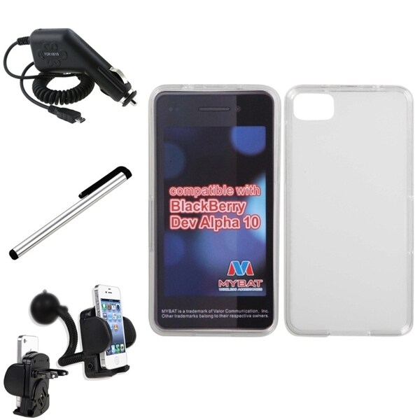 INSTEN Car Charger/ Stylus/ Clear Smoke TPU Phone Case Cover for Blackberry Z10