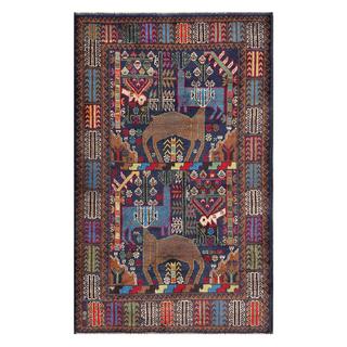 Afghan Hand-knotted Tribal Balouchi Multi-colored Wool Rug (3'7 x 5'11)