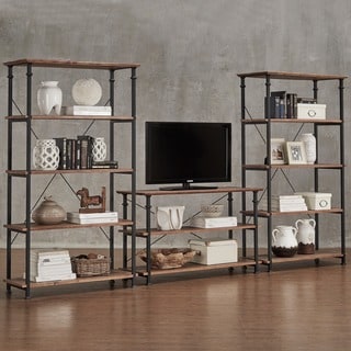 Low Price TRIBECCA HOME Myra Vintage Industrial Modern Rustic 3-piece TV Stand and 40-inch Bookcase Set