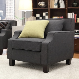 Harrison Charcoal Linen Sloped Track Arm Chair