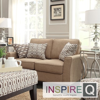 Hampton Mocha Linen Upholstered Track Arm Loveseat