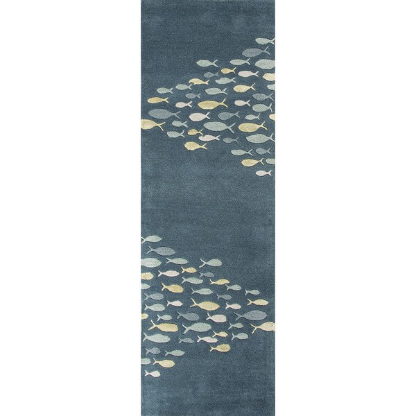 Handtufted Transitional Animal Print Pattern Blue Rug (2'6 x 8')