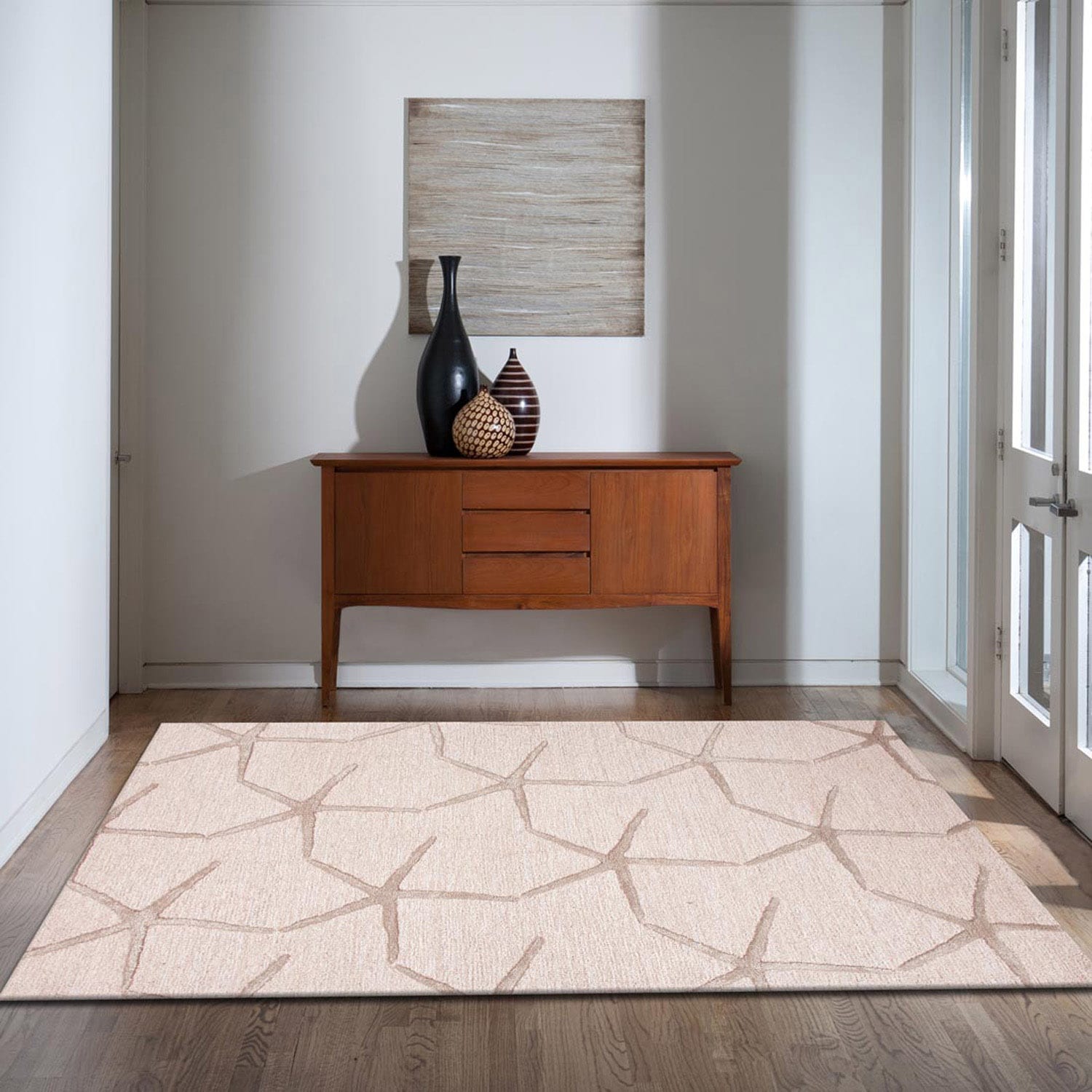 Hand tufted Transitional Coastal Pattern Ivory Rug (36 X 56)