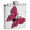 Top Shelf 6-Ounce Rhinestone Butterfly Hip Flask