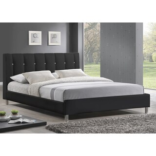 @@@ > Baxton Studio Vino Black Modern Bed with Upholstered Headboard