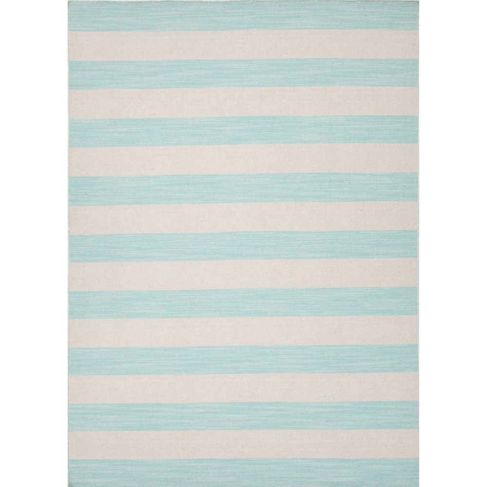 Handmade Flat Weave Stripe Pattern Blue/ Grey Rug (8 X 10)