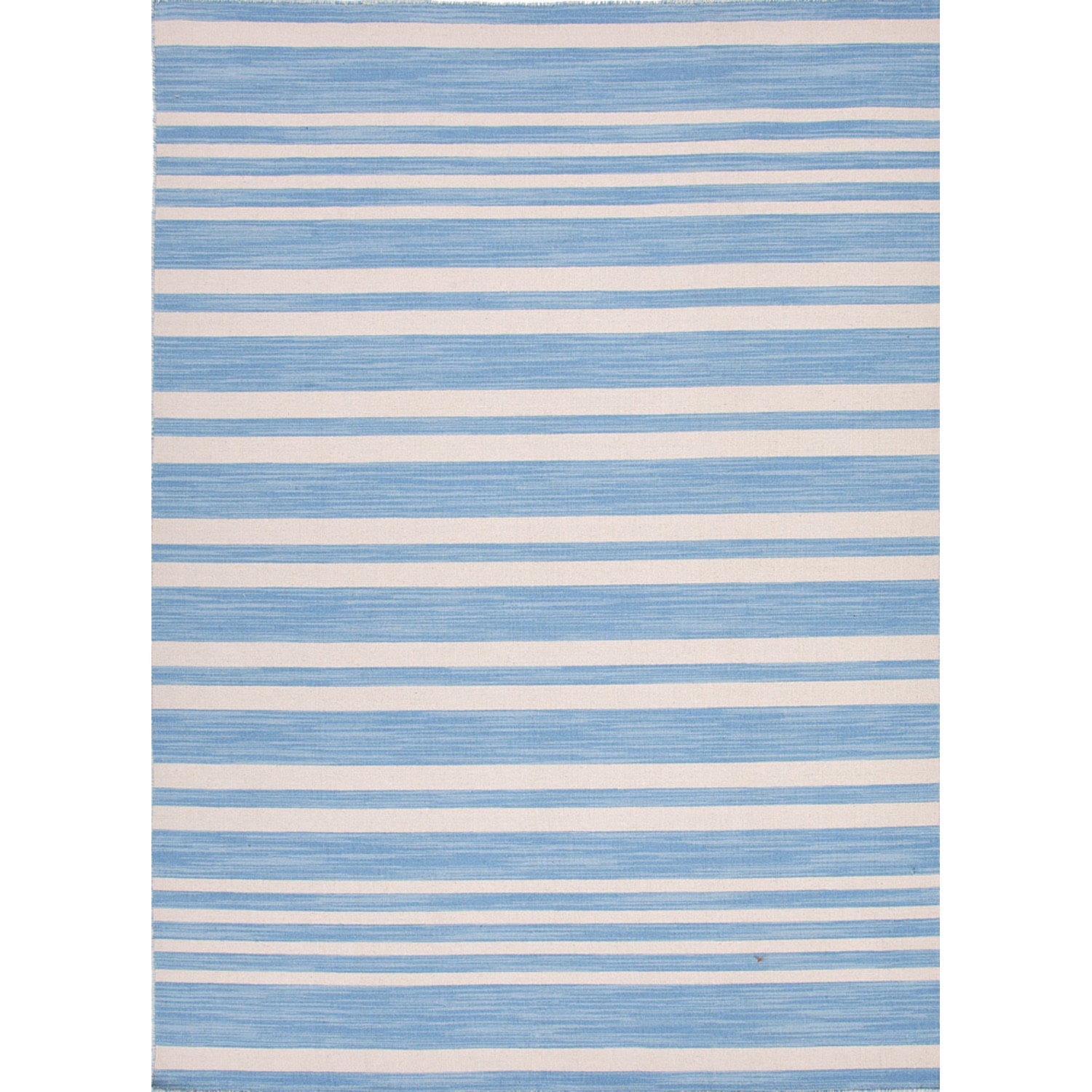 Handmade Flat weave Stripe pattern Light Blue Rug (9 X 12)