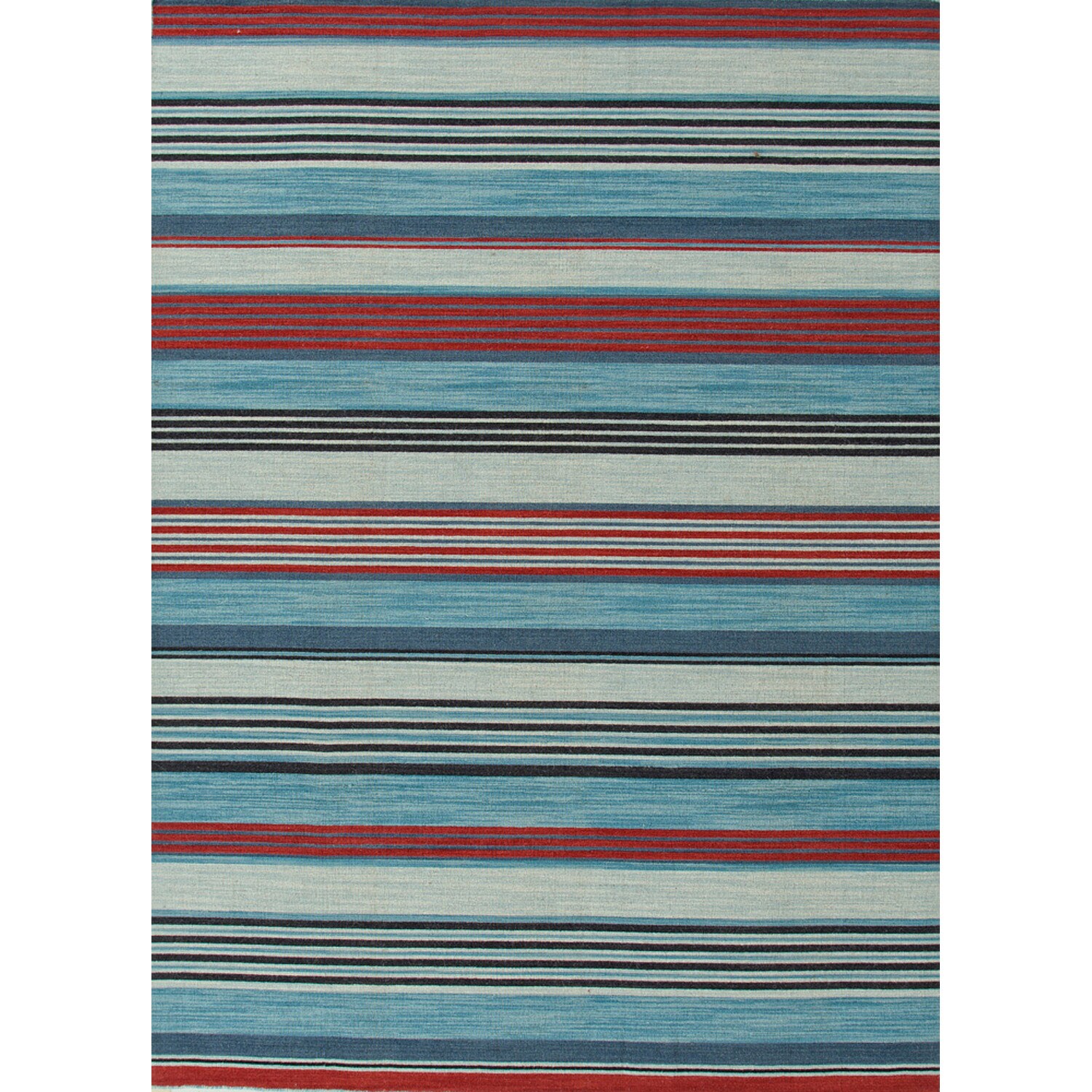 Durable Handmade Flat weave Stripe pattern Blue Rug (9 X 12)