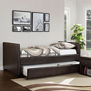 Low Price Metro Faux Leather Brown Day Bed/ Trundle