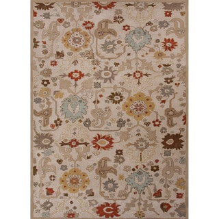 [1] Hand-tufted Transitional Floral Pattern Brown Rug (9'6 x 13'6)