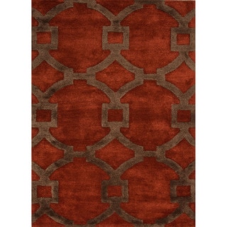Best Shopping Hand-tufted Contemporary Geometric Red/ Orange Rug (9'6 x 13'6)