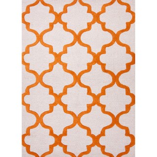 Now Sale Hand-tufted Contemporary Geometric Orange/ White Rug (8' x 11')